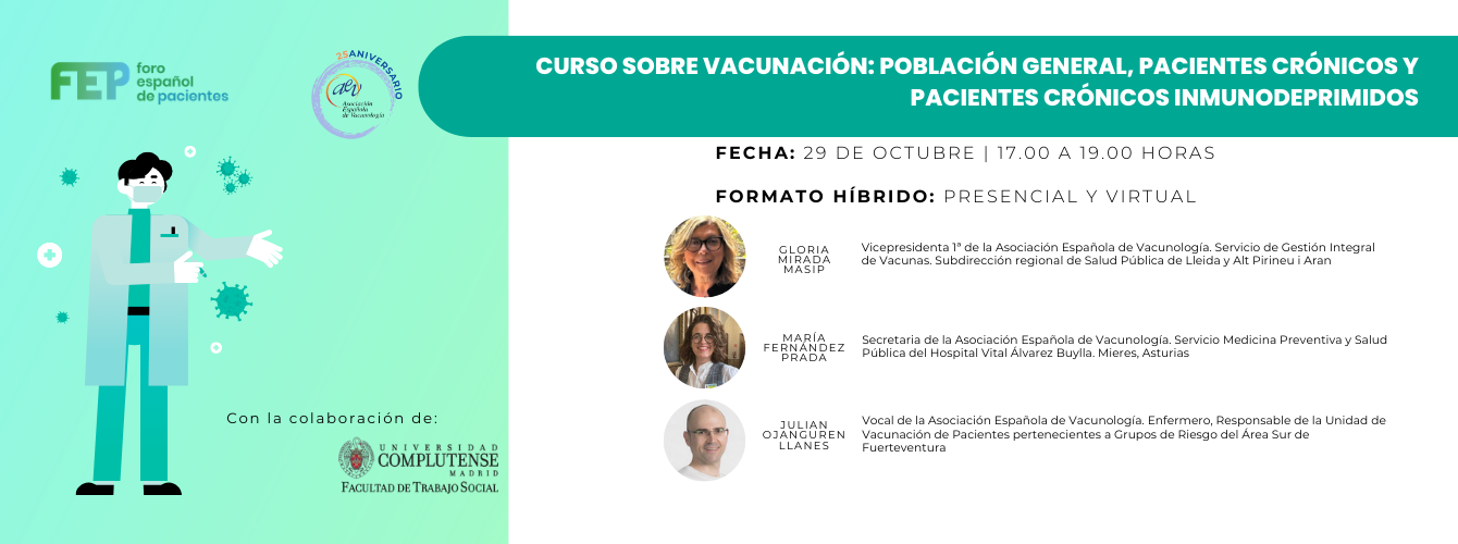Curso sobre vacunación: población general, pacientes crónicos y pacientes crónicos inmunodeprimidos